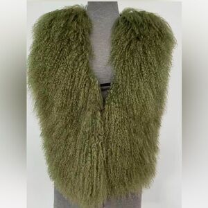 Luxury Real Mongolian Fur Halter Vests Women Solid Deep V-Neck Backless ties